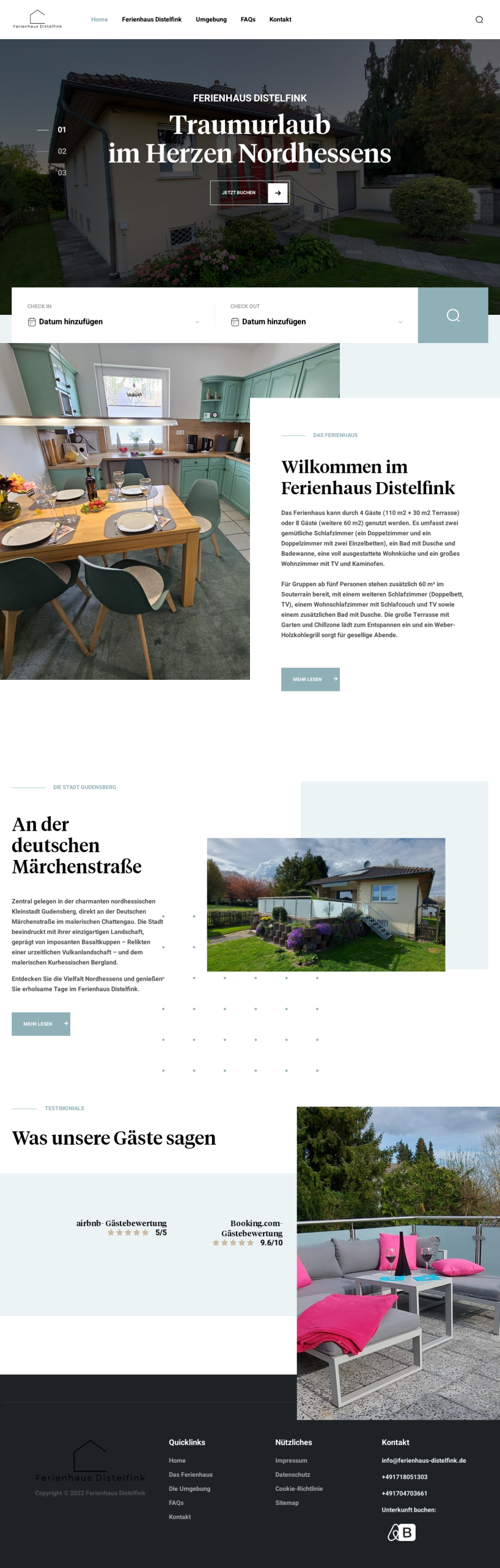 Ferienhaus Distelfink Website