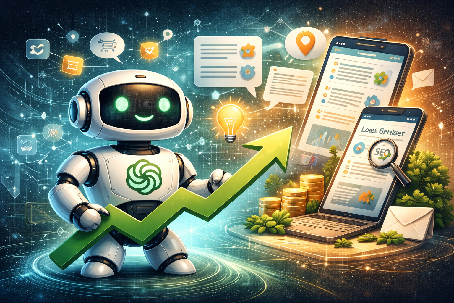 Illustration zum Thema Warum Chat GPT SEO immer wichtiger wird